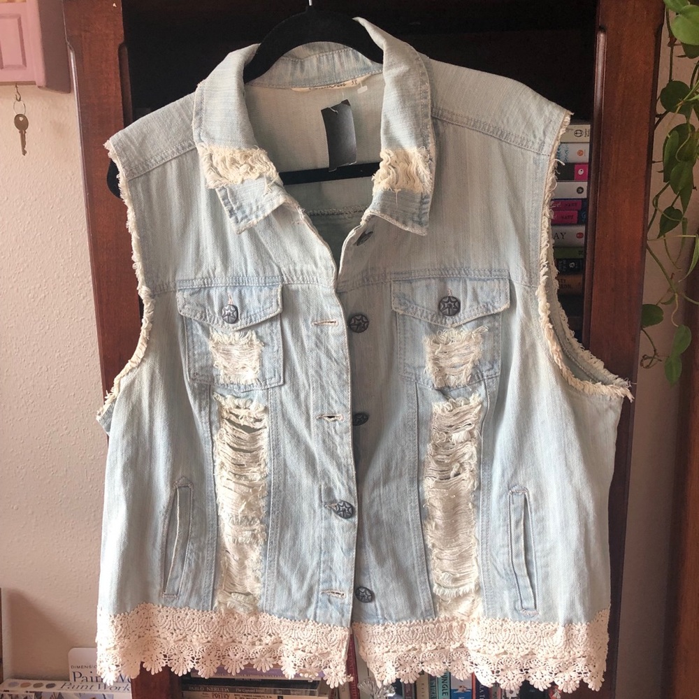 Distressed Light Denim Vest